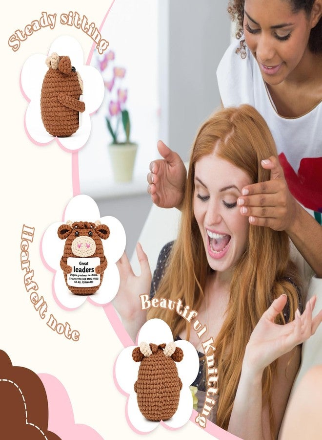 Gleevera Boss Gifts for Women for Boss Christmas, Bosses Lady Female Men Male,Thank You Gift for Bosses Leader Supervisor Manager from Employee Birthday, Handmade Crochet Highland Cow - Image 3